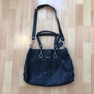 Black Leather Coach Shoulder Bag